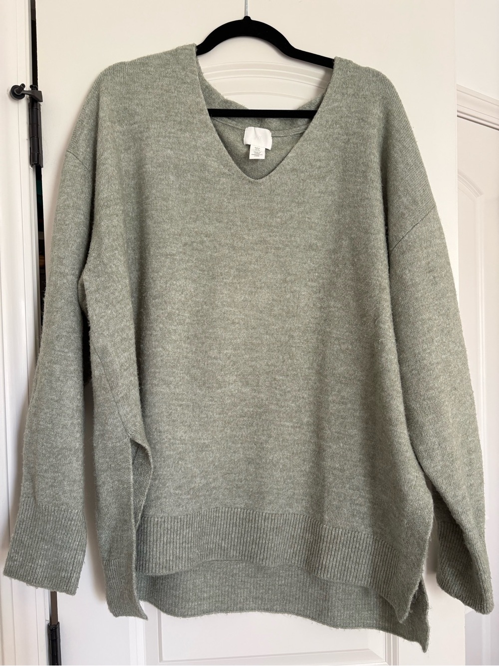 H&M Oversized V-Neck Sweater in Sage Green